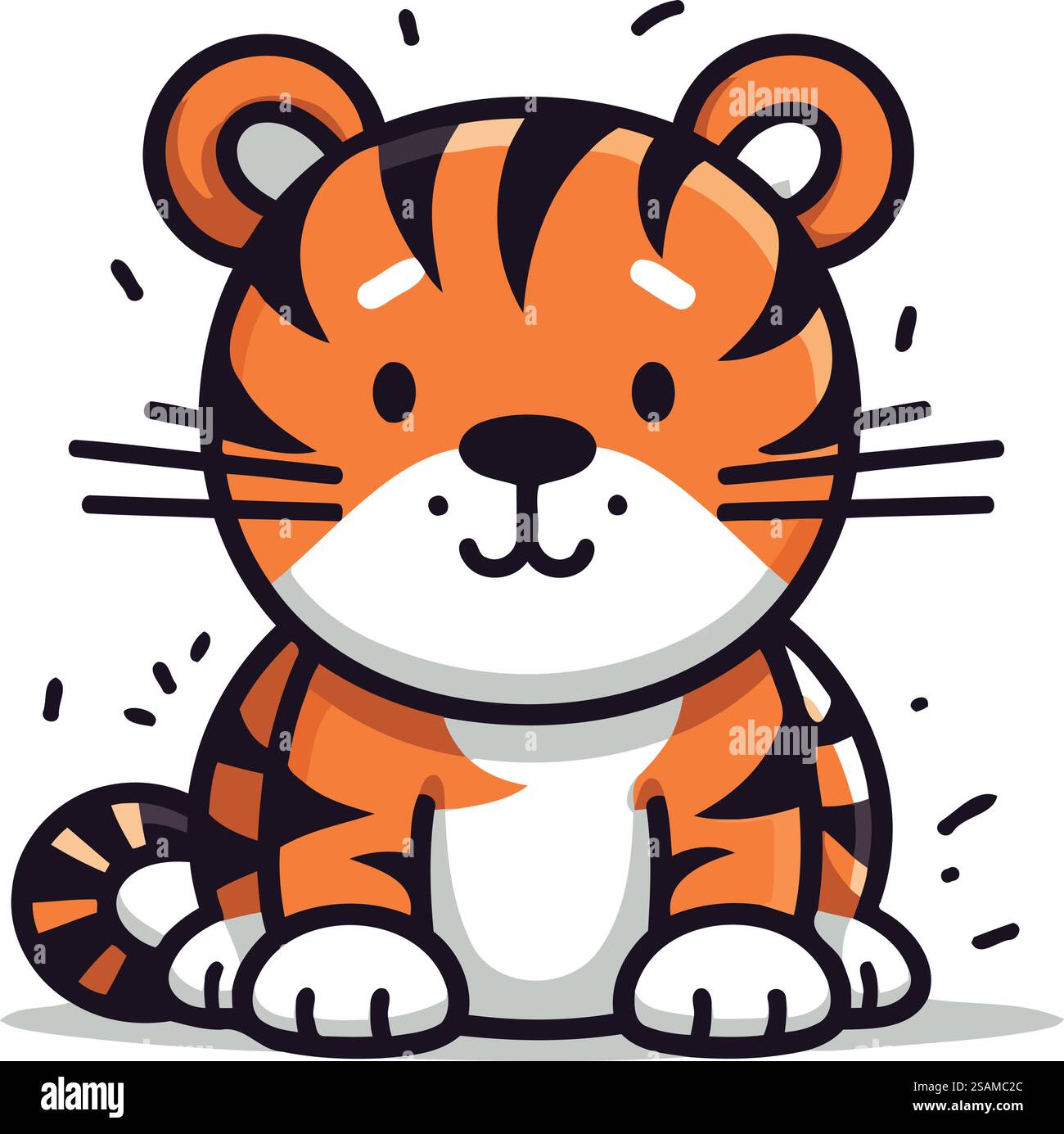 Cute tiger cartoon character vector illustration. Cute tiger mascot ...