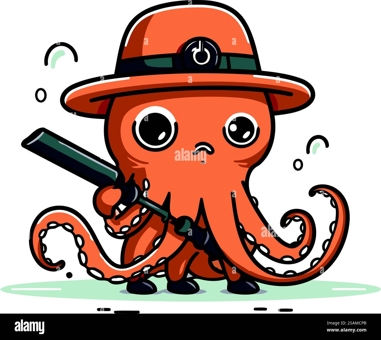Octopus in a hat with a baton. Vector illustration Stock Vector Image ...