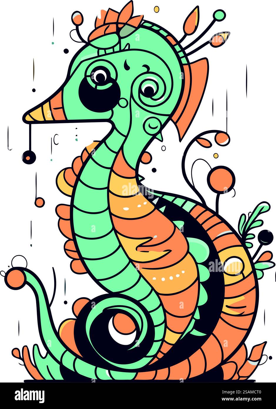 Cute cartoon seahorse. Colorful vector illustration for your design ...
