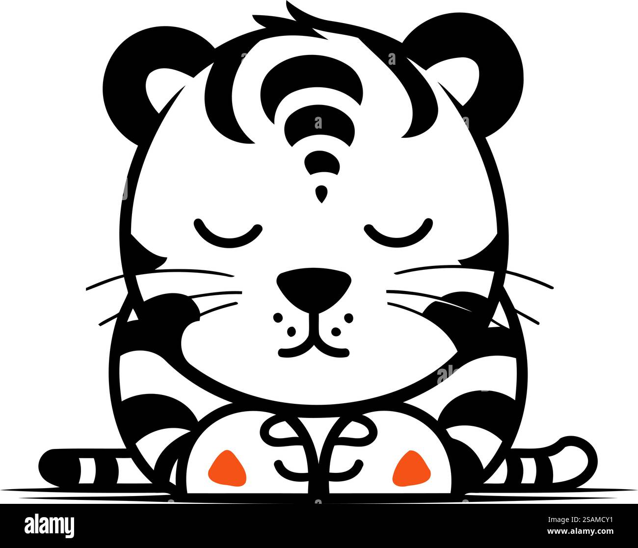 Cute cartoon tiger on a white background. Vector illustration in flat ...