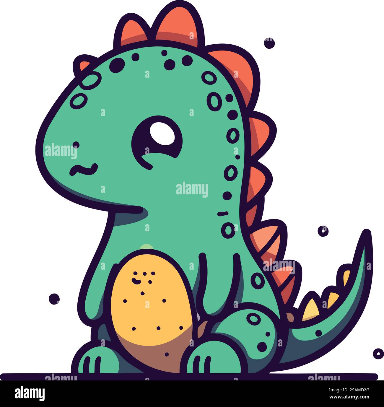 Cute cartoon dinosaur. Vector illustration in doodle style Stock Vector ...