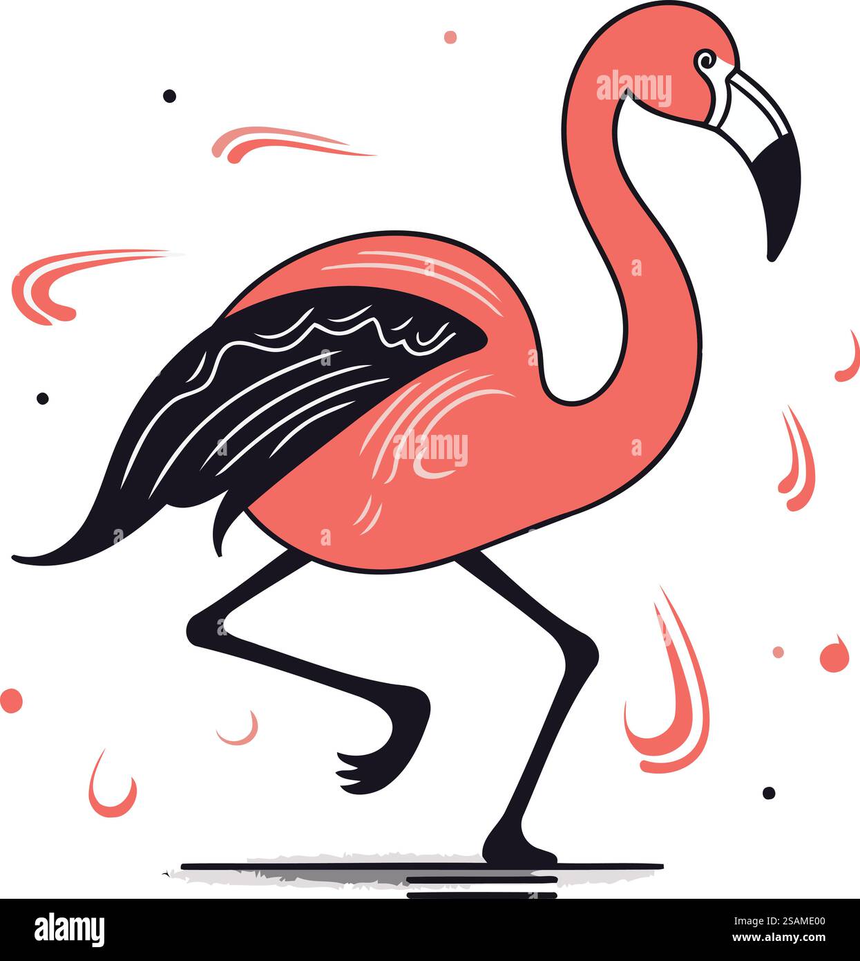 Flamingo on white background. Vector illustration in flat style Stock ...