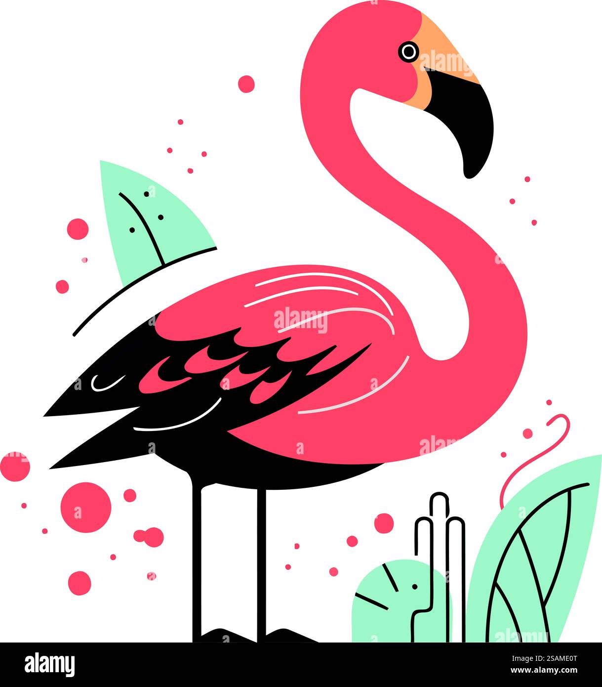 Flamingo. Vector illustration in flat style on a white background Stock ...