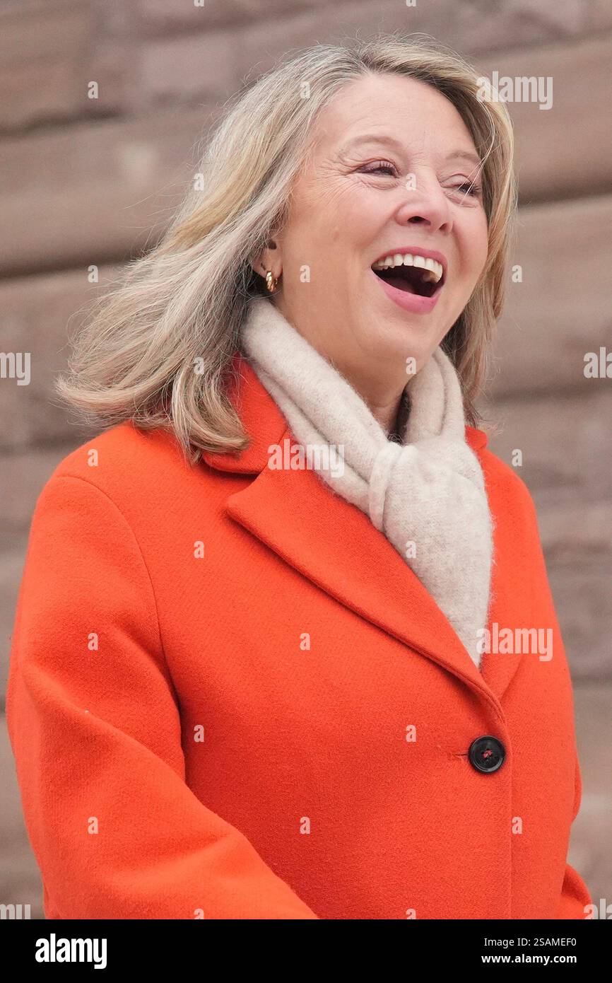 Ontario NDP leader Marit Stiles leaves the Queen's Park Legislature in