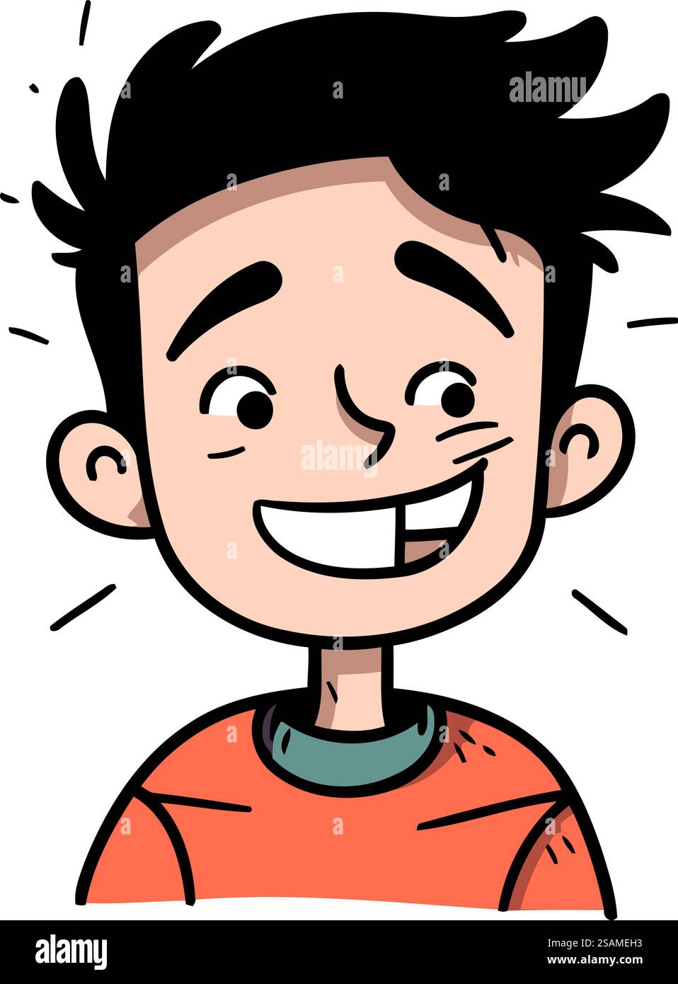 Vector illustration of a smiling boy with a smile on his face Stock ...