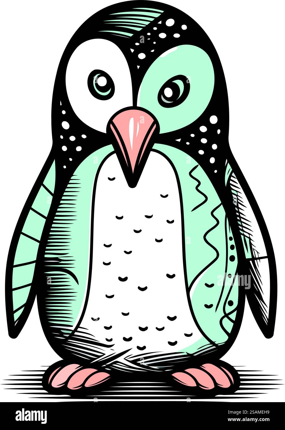 Penguin. Hand drawn vector illustration isolated on white background ...