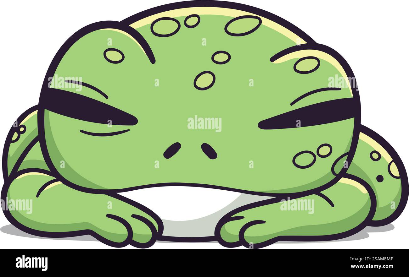 Cute green frog. Vector illustration isolated on a white background ...