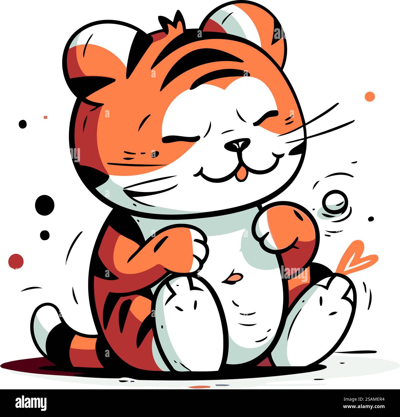 Cute cartoon tiger. Vector illustration isolated on a white background ...