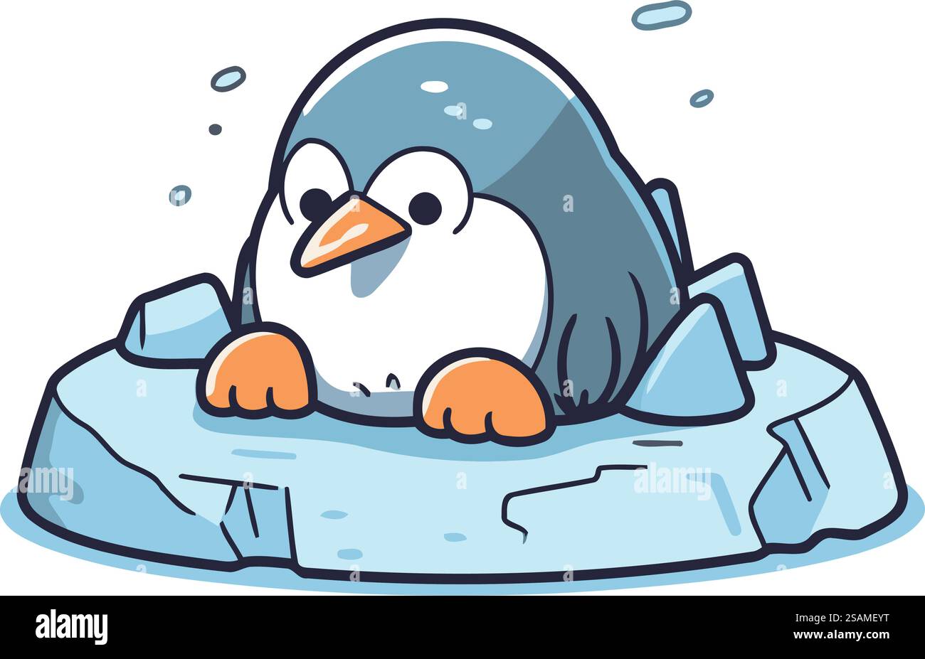 Cute penguin on an ice floe. Vector illustration Stock Vector Image ...