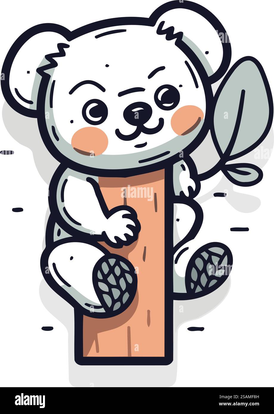 Cute cartoon koala sitting on a tree. Vector illustration Stock Vector ...
