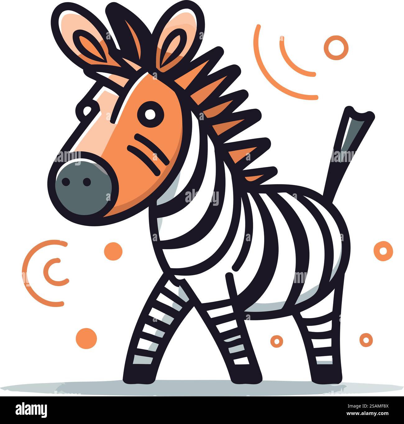 Zebra vector illustration. Cute cartoon zebra on white background Stock ...