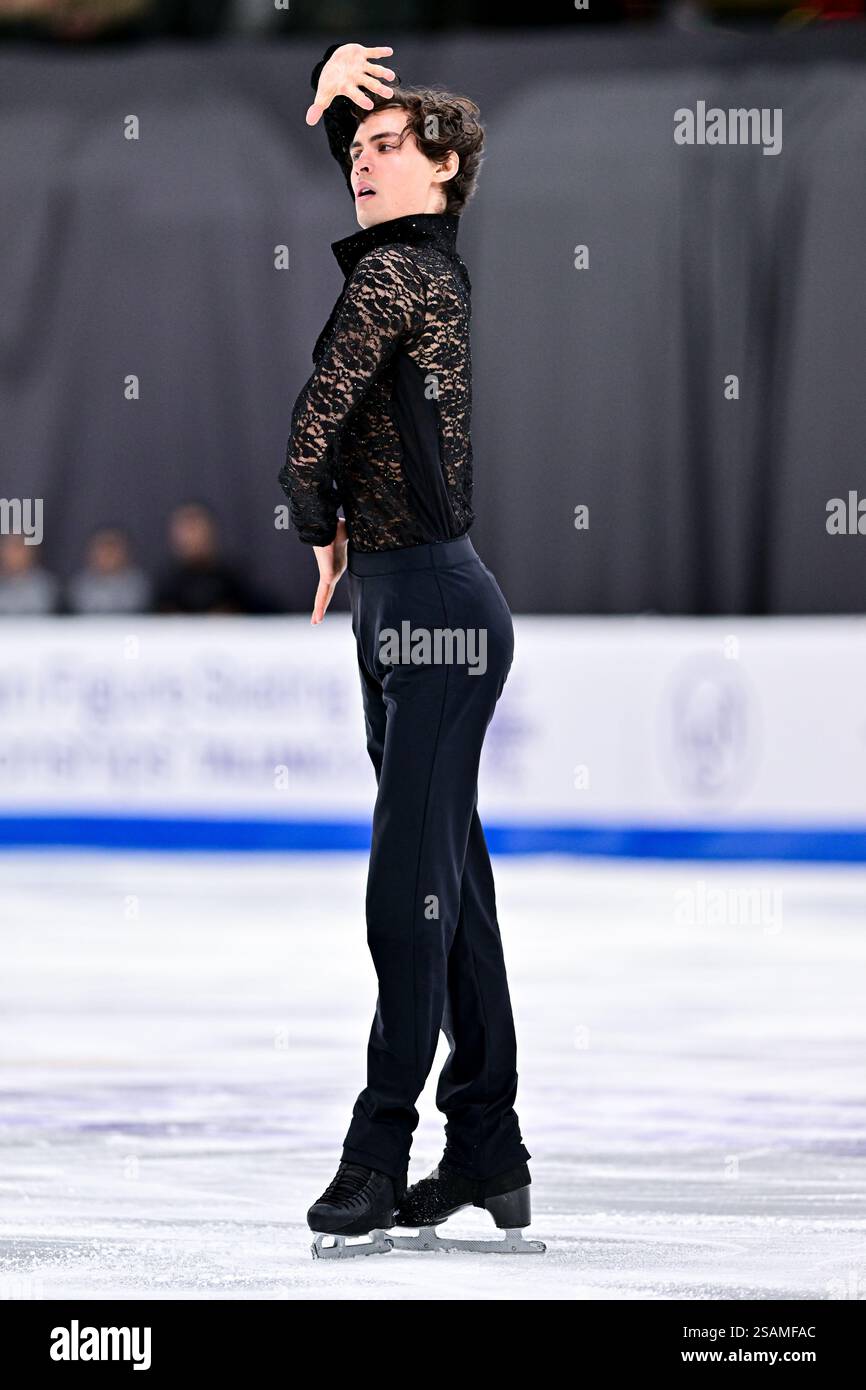 Nikolaj MEMOLA (ITA), during Men Short Program, at the ISU European