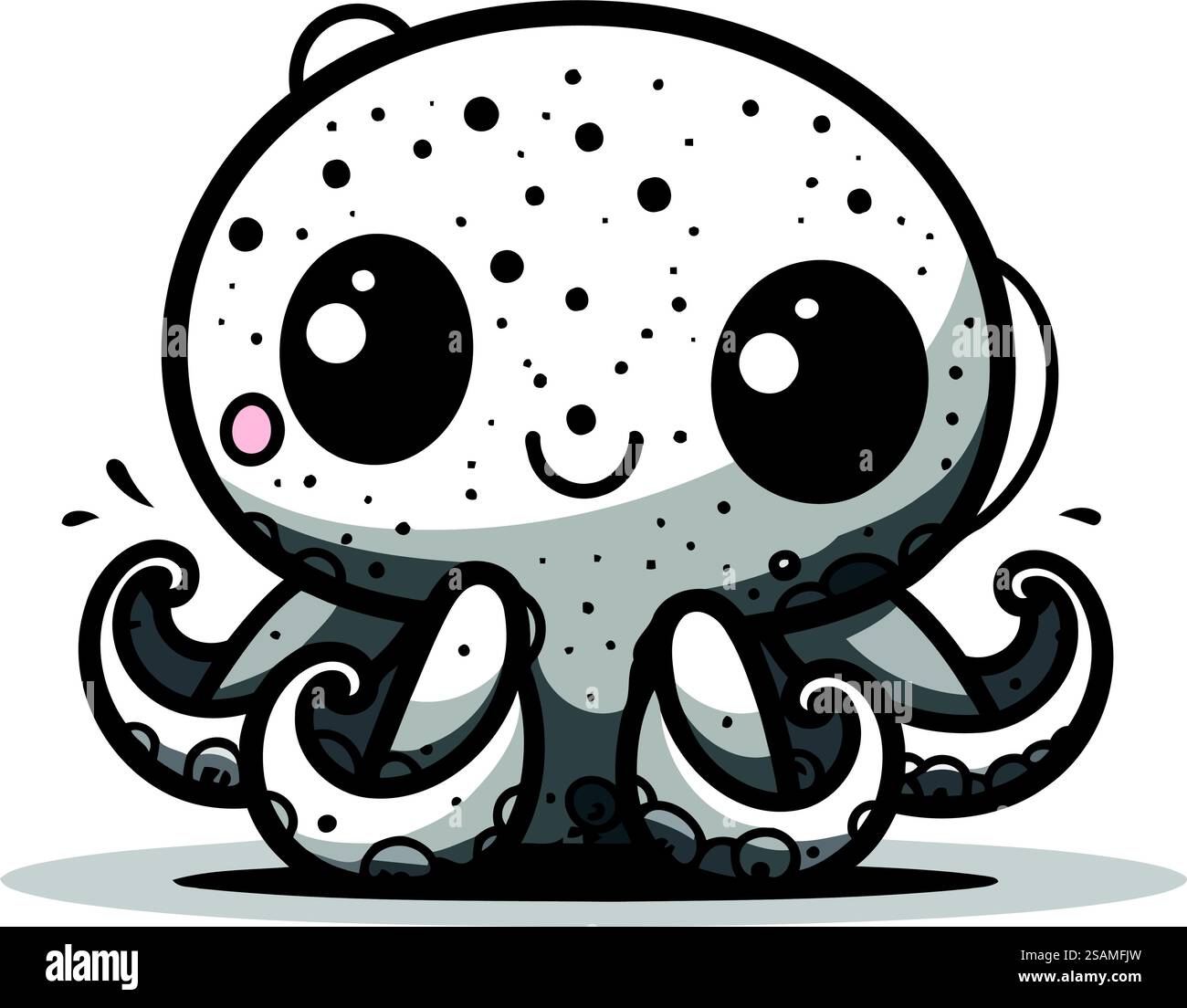 Cute Octopus Cartoon Mascot Character Vector Illustration. Stock Vector