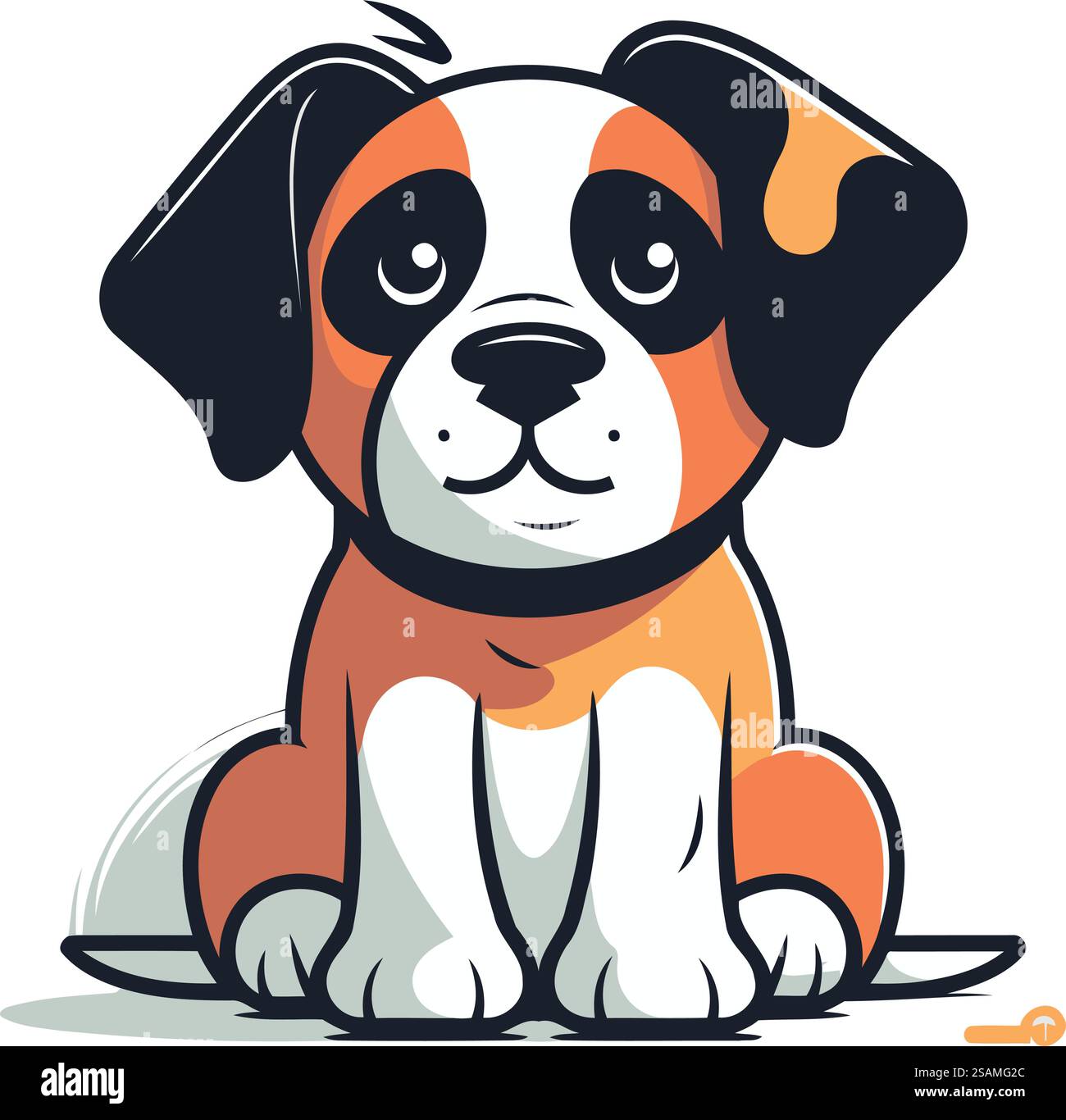 Cute cartoon dog sitting isolated on white background. Vector ...