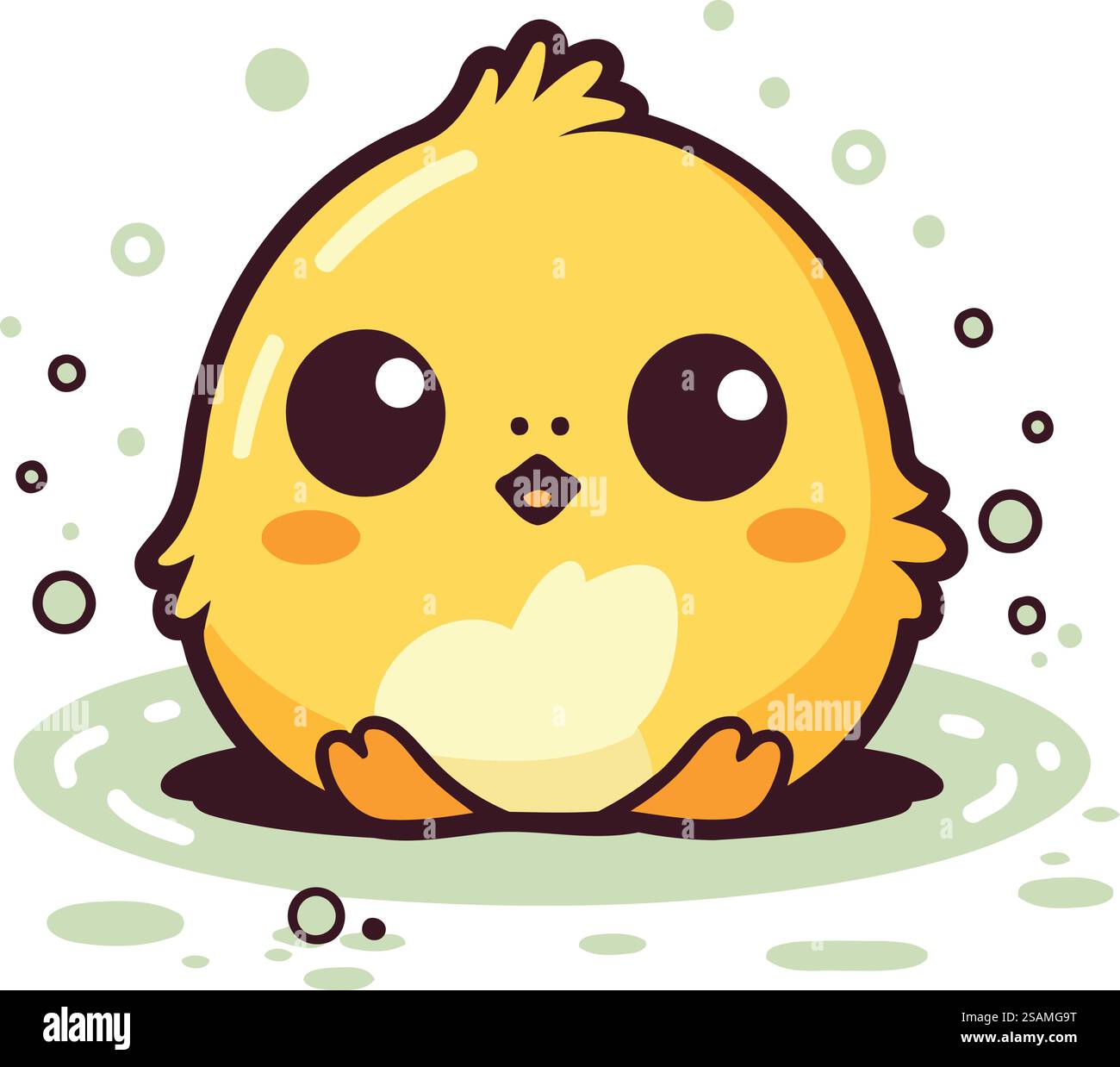 Cute little yellow chicken isolated on white background. Vector ...