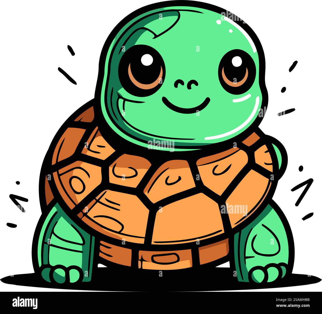 Cute cartoon turtle. Vector illustration isolated on a white background ...