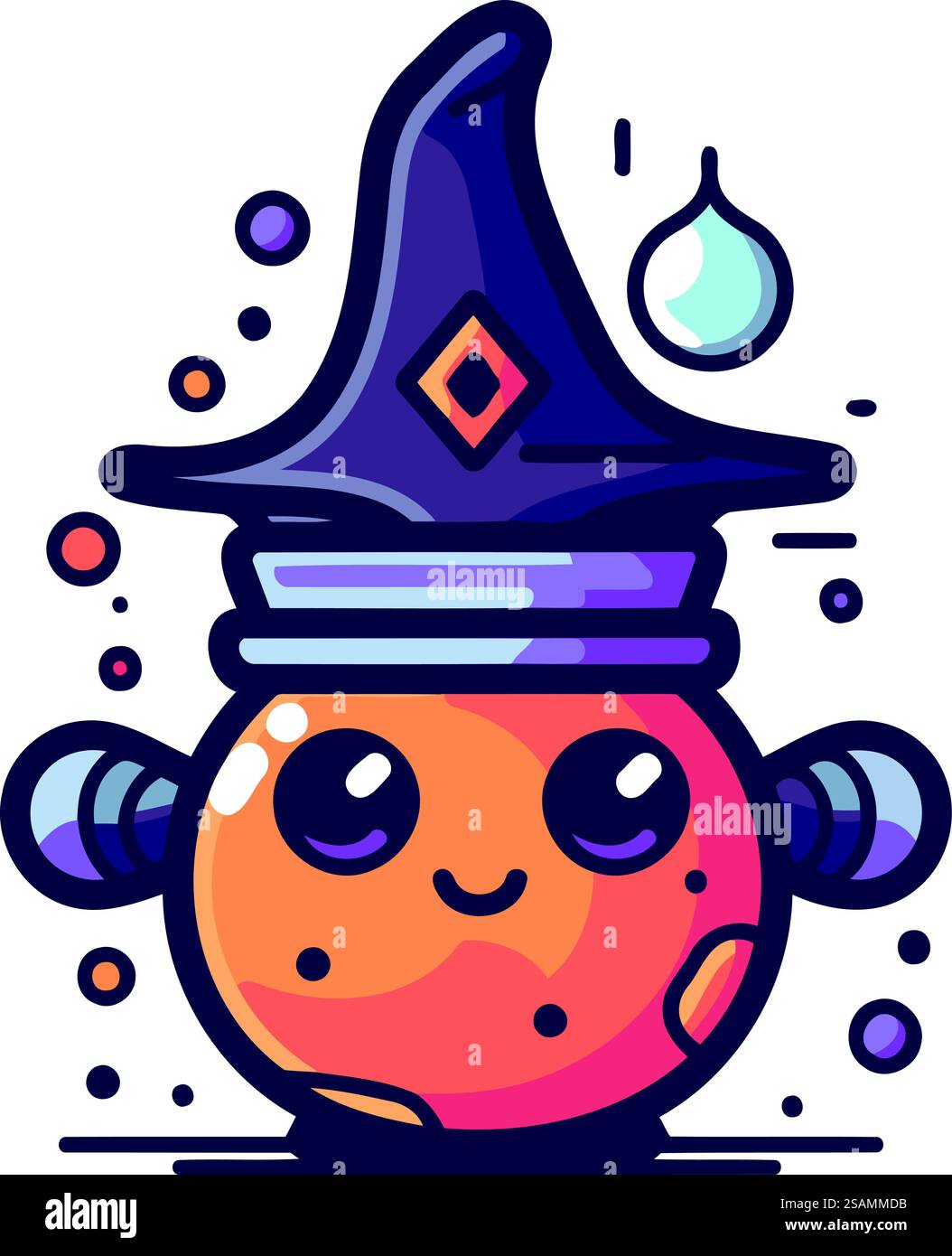Cute halloween pumpkin character with witch hat vector illustration ...