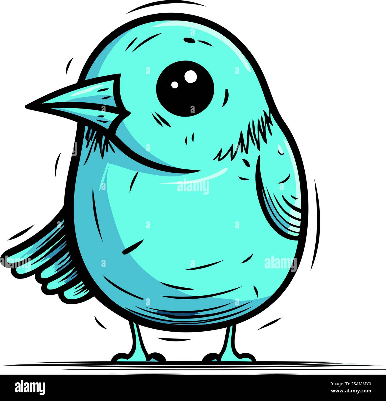 vector illustration of a cute cartoon blue bird on a white background ...