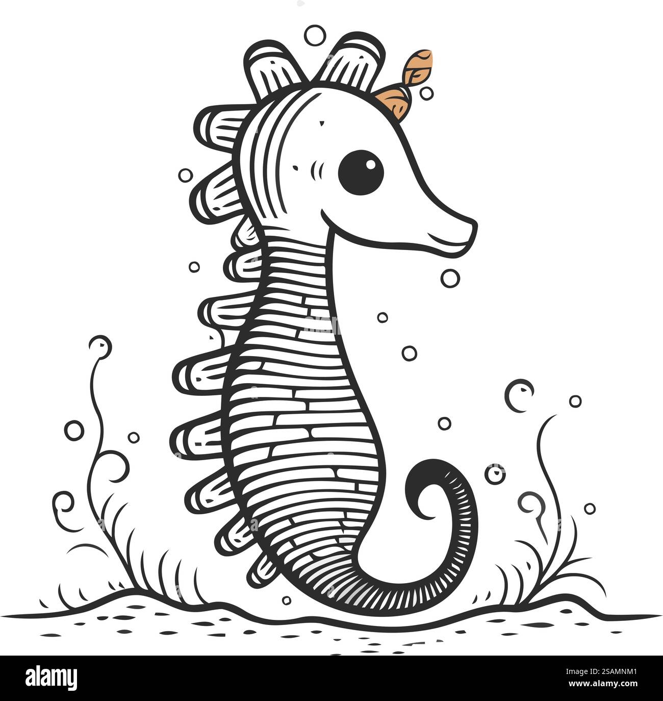 Seahorse. Cute hand drawn vector illustration in cartoon style Stock ...