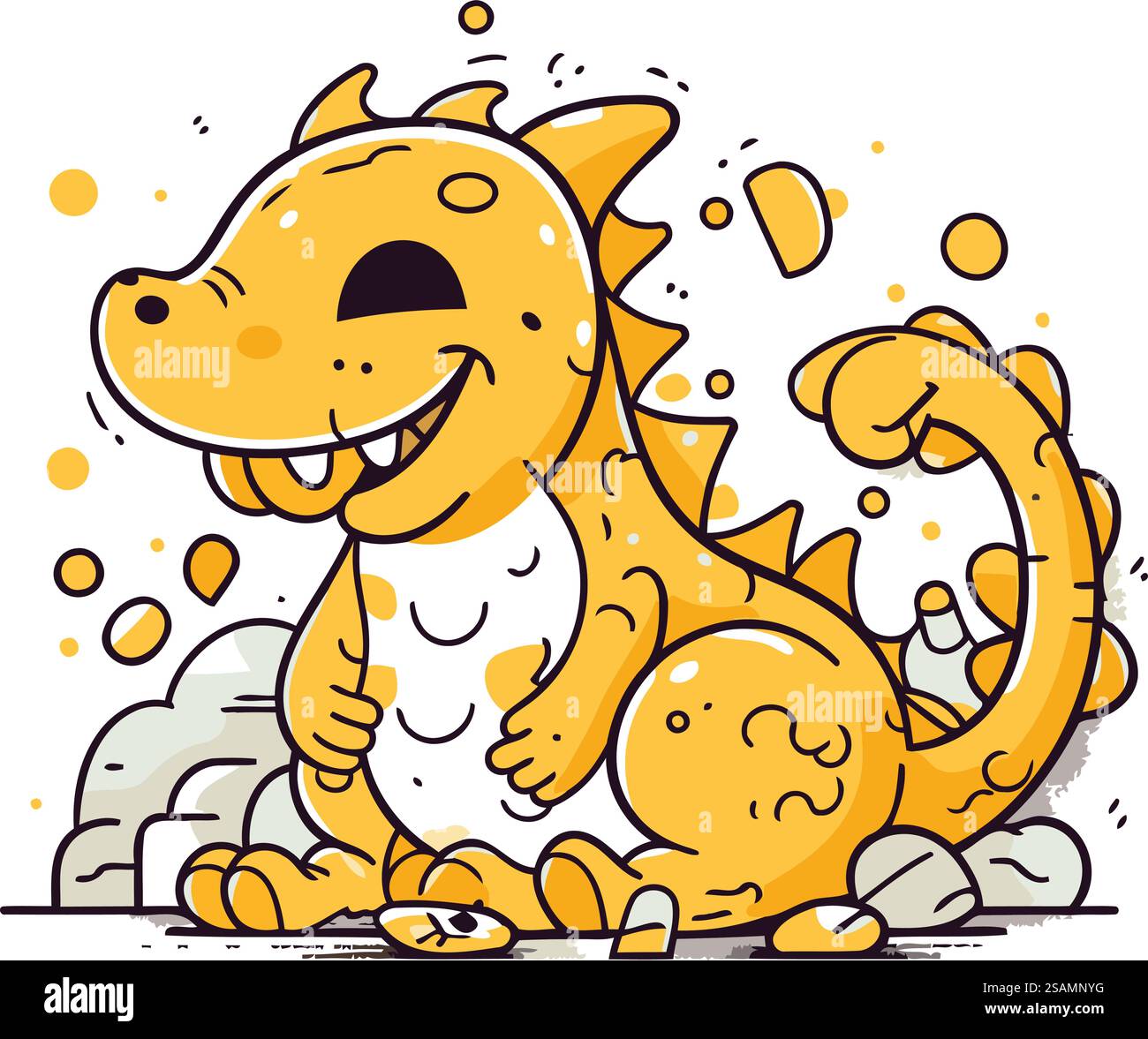 Cute cartoon dragon. Vector illustration isolated on a white background ...