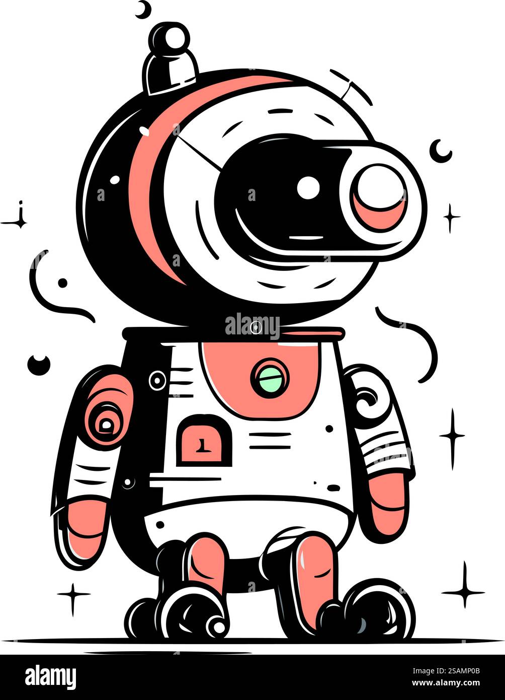 Cute cartoon robot in flat style. Isolated vector illustration. Stock Vector