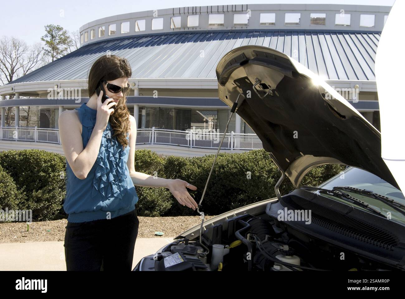Woman calling help car hi-res stock photography and images - Alamy