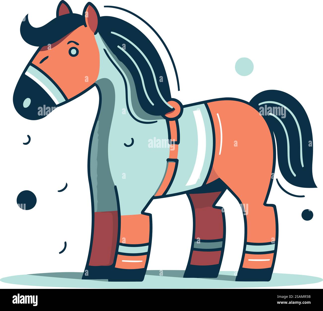 Horse. Vector illustration in flat cartoon style isolated on white ...