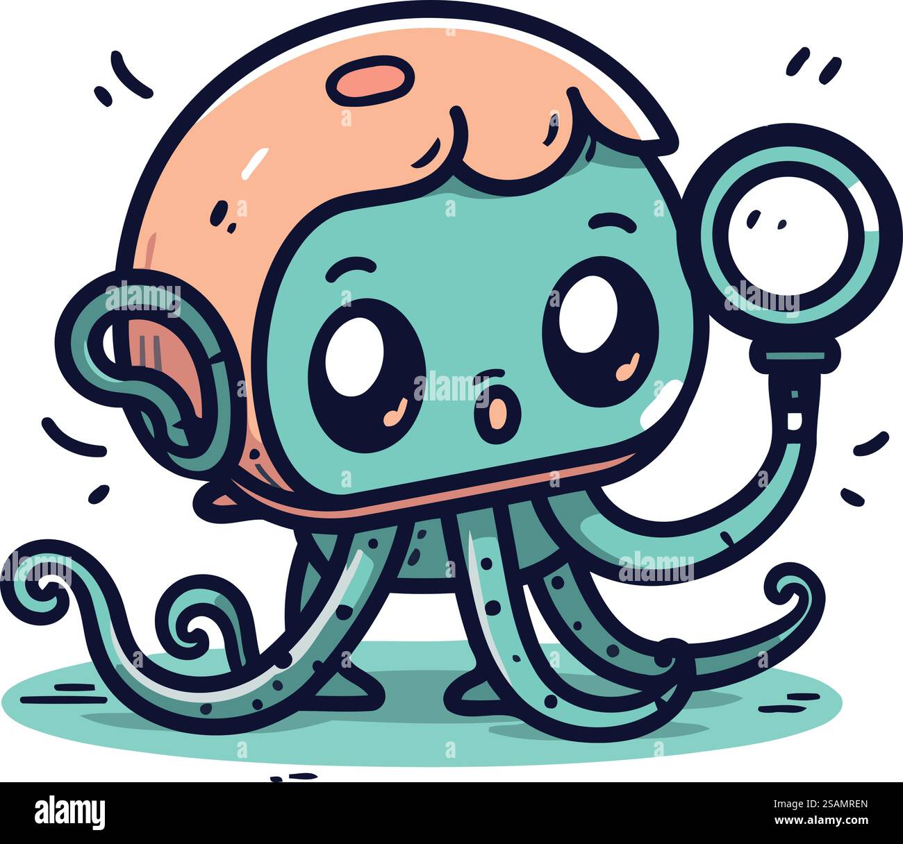 Cute cartoon octopus. Vector illustration of cute octopus Stock Vector ...
