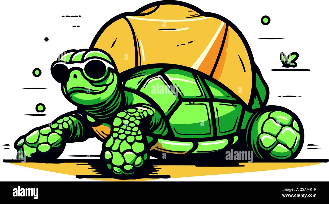 Vector illustration of turtle. Isolated on a white background. Cartoon ...