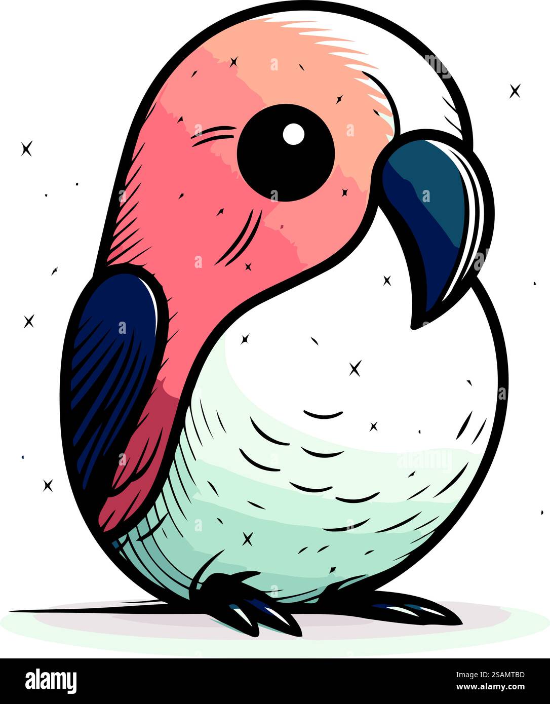 Cute cartoon parrot vector illustration. Hand drawn exotic bird Stock ...