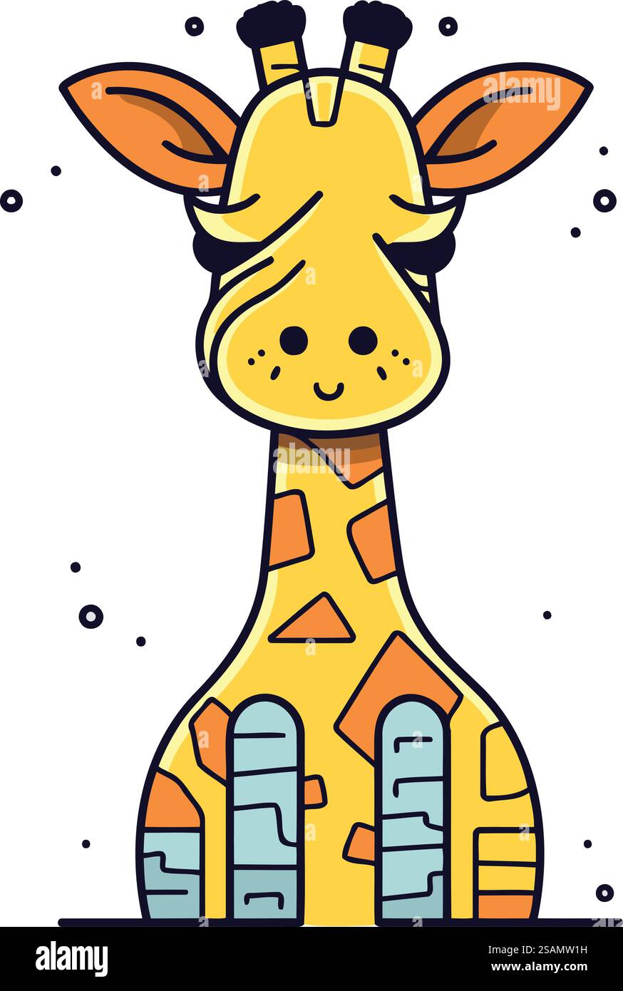 Cute giraffe. Vector illustration in flat style. Isolated on white ...