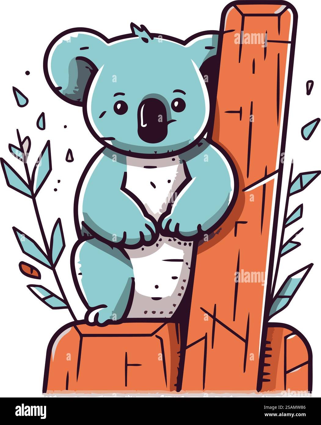 Cute koala sitting on a log. Vector illustration in cartoon style Stock ...