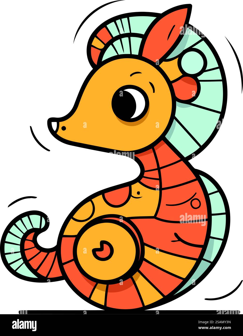 Cute cartoon seahorse. Vector illustration in flat style Stock Vector ...