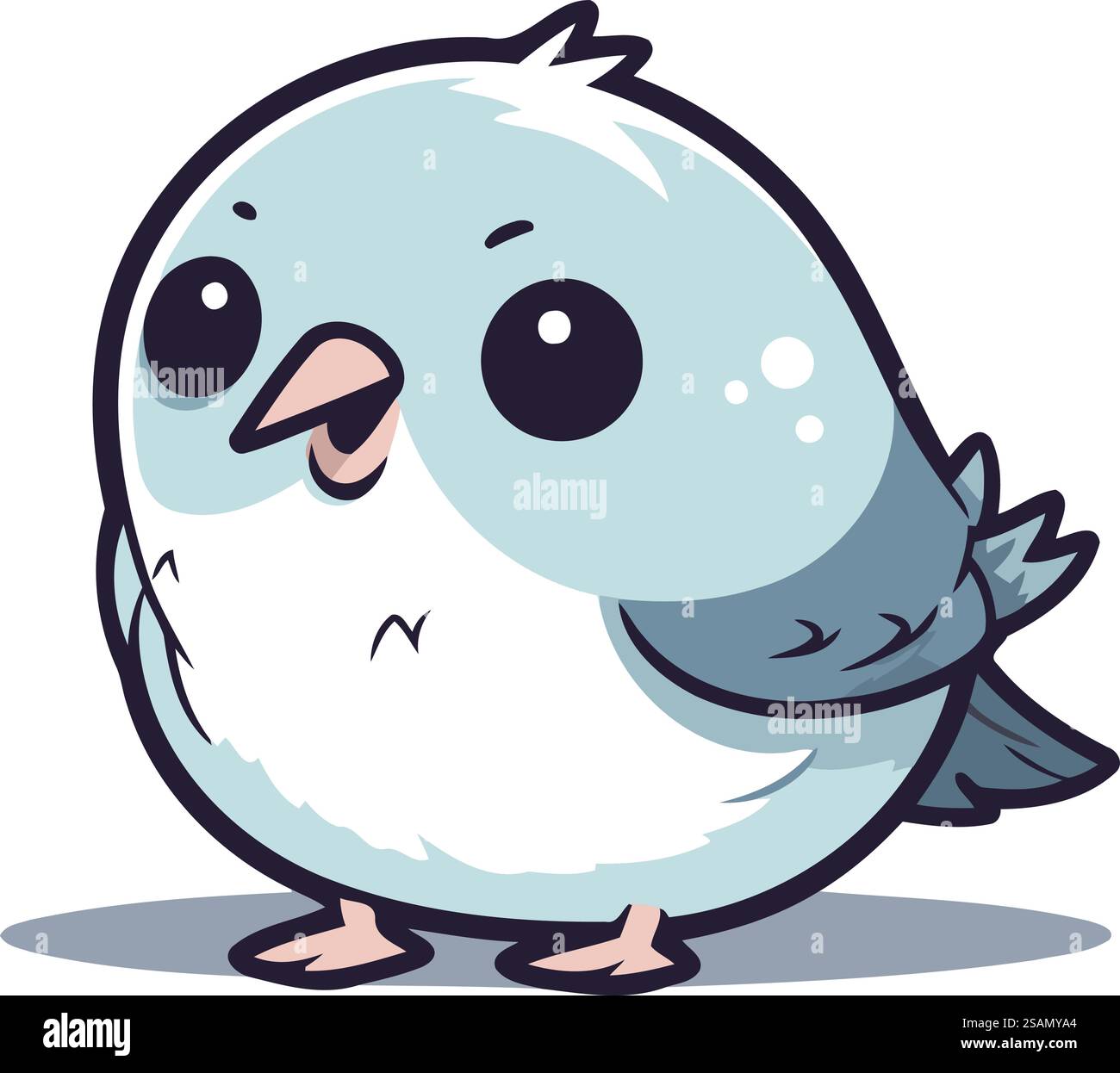 Vector illustration of a cute little blue bird isolated on white ...