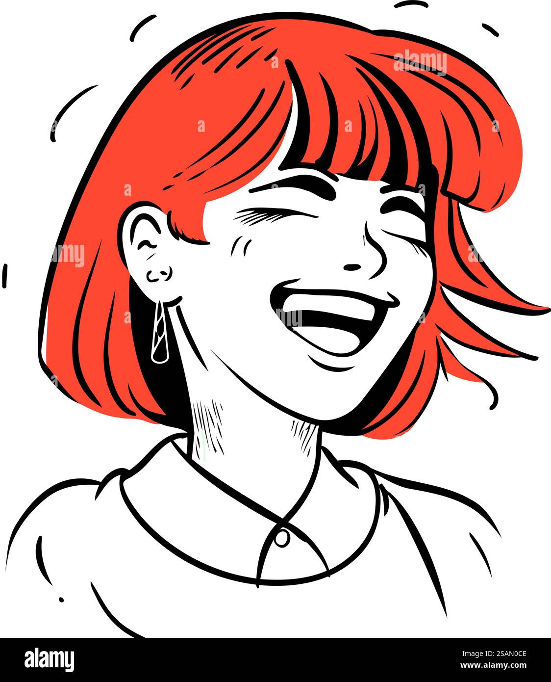 Portrait of a happy woman with red hair. Vector illustration Stock ...