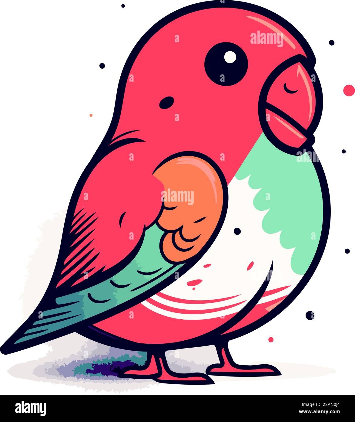 Vector illustration of cute parrot. Hand drawn cartoon parrot Stock ...