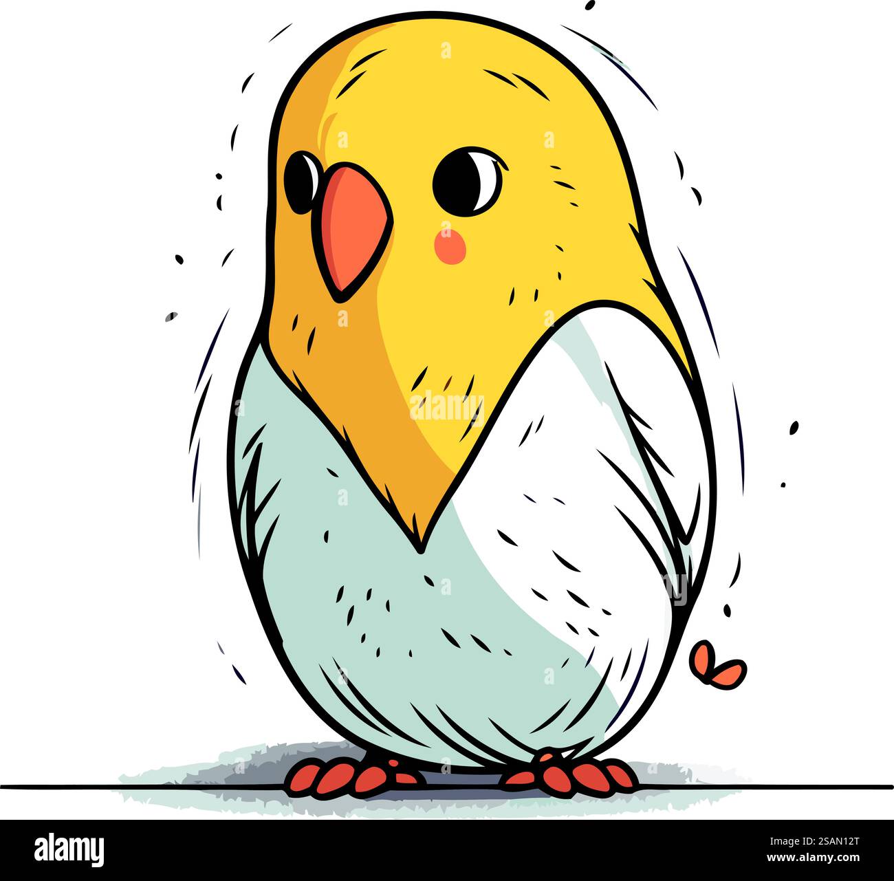 Cute little bird isolated on white background. Hand drawn vector ...