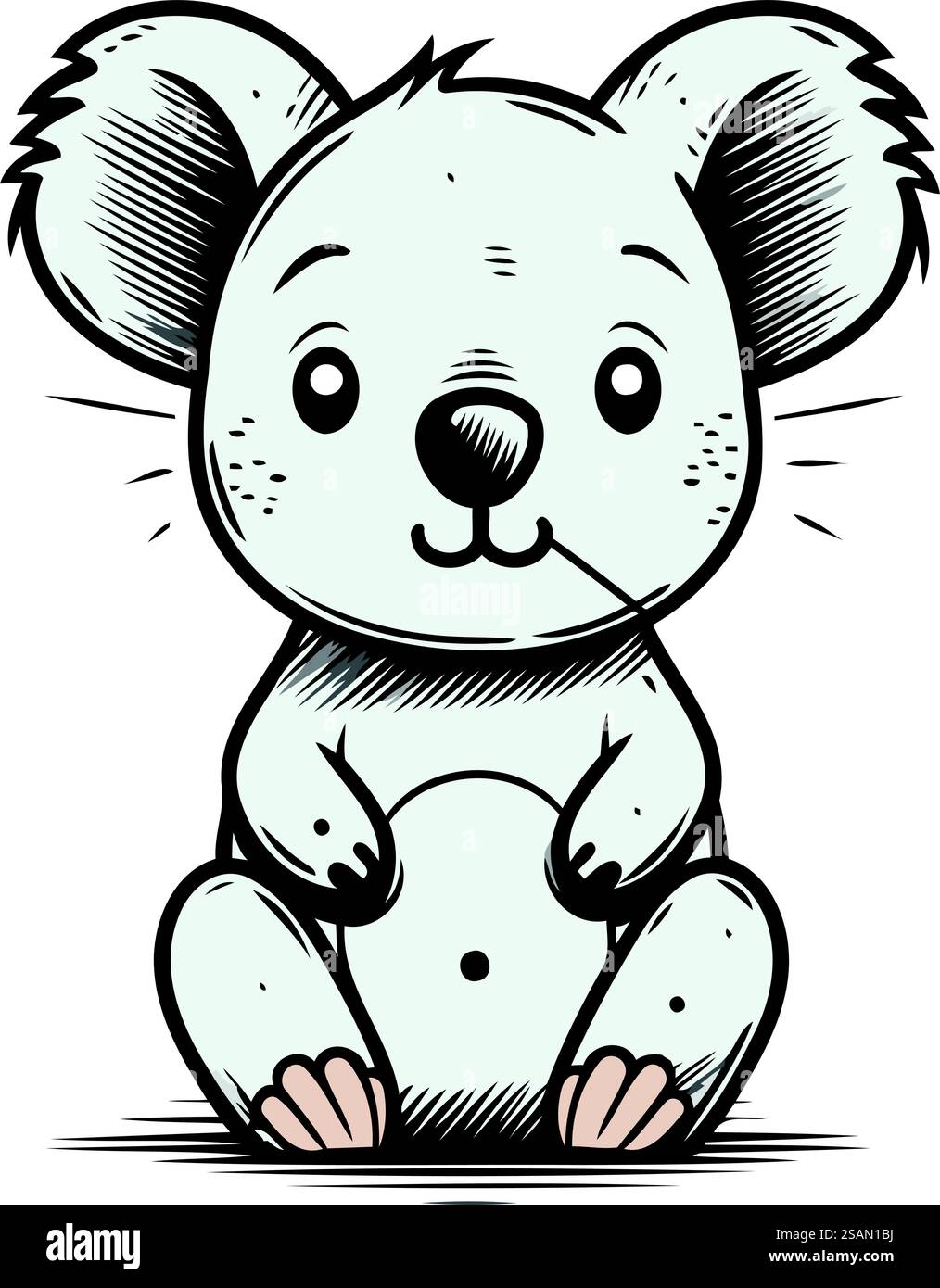 Cute koala cartoon doodle hand drawn vector illustration Stock Vector ...