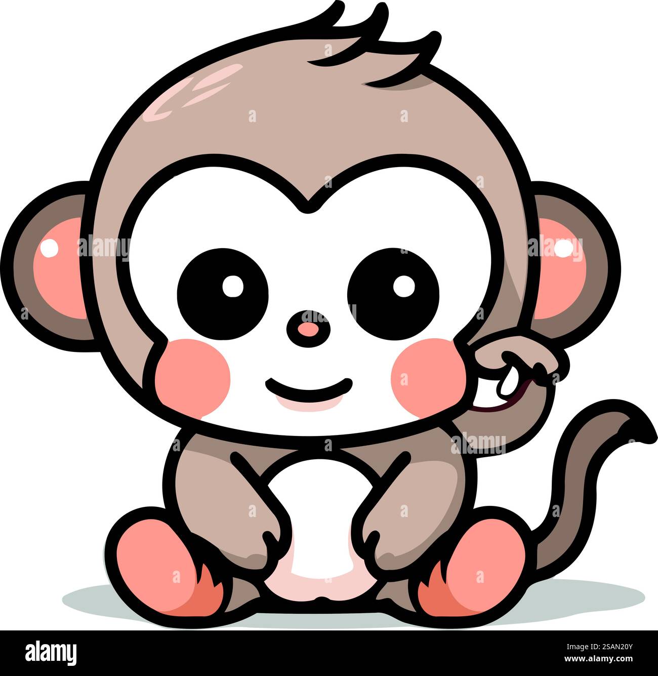 Cute monkey cartoon character vector illustration. Cute monkey mascot ...