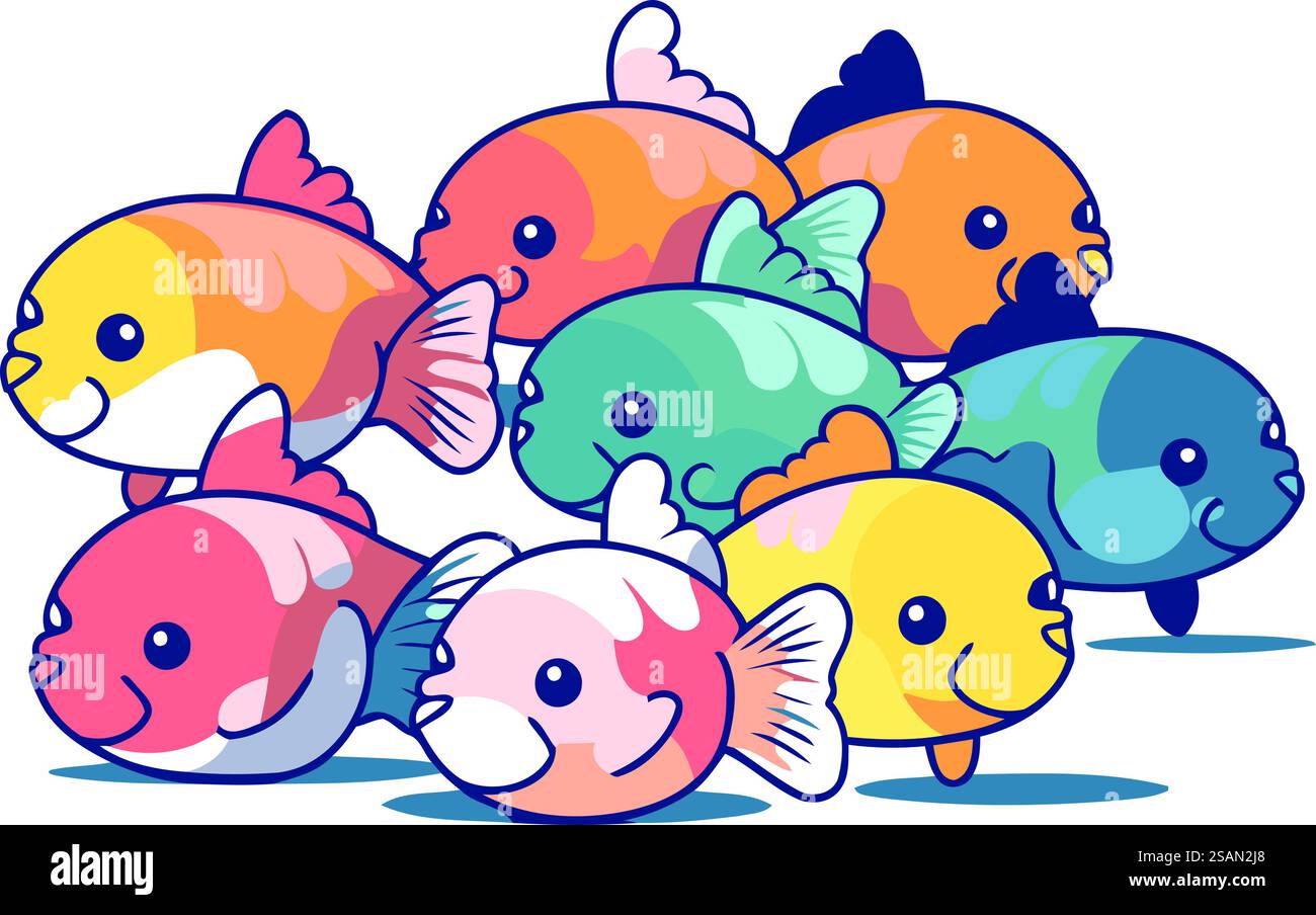 Cartoon fish group. Vector illustration of a group of fish Stock Vector ...