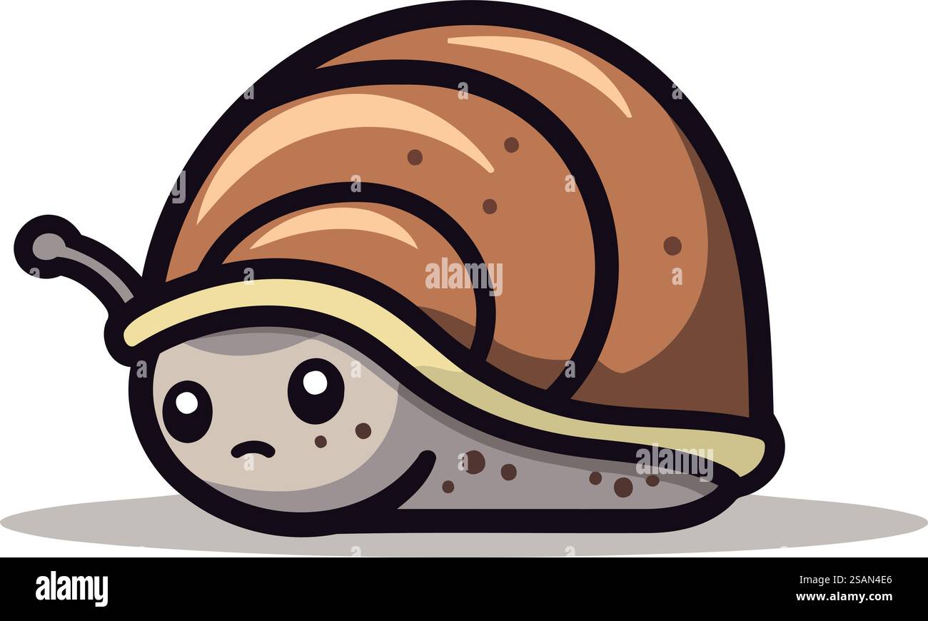 Cute cartoon snail. Vector illustration. Isolated on white background ...