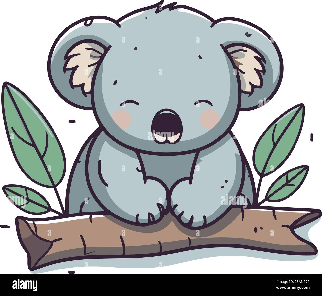 Cute koala sitting on a tree branch. Vector illustration Stock Vector ...