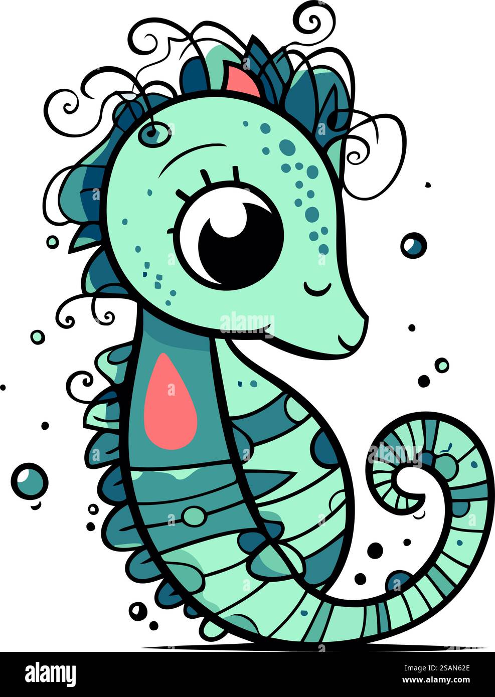 Cute cartoon seahorse. Vector illustration isolated on white background ...