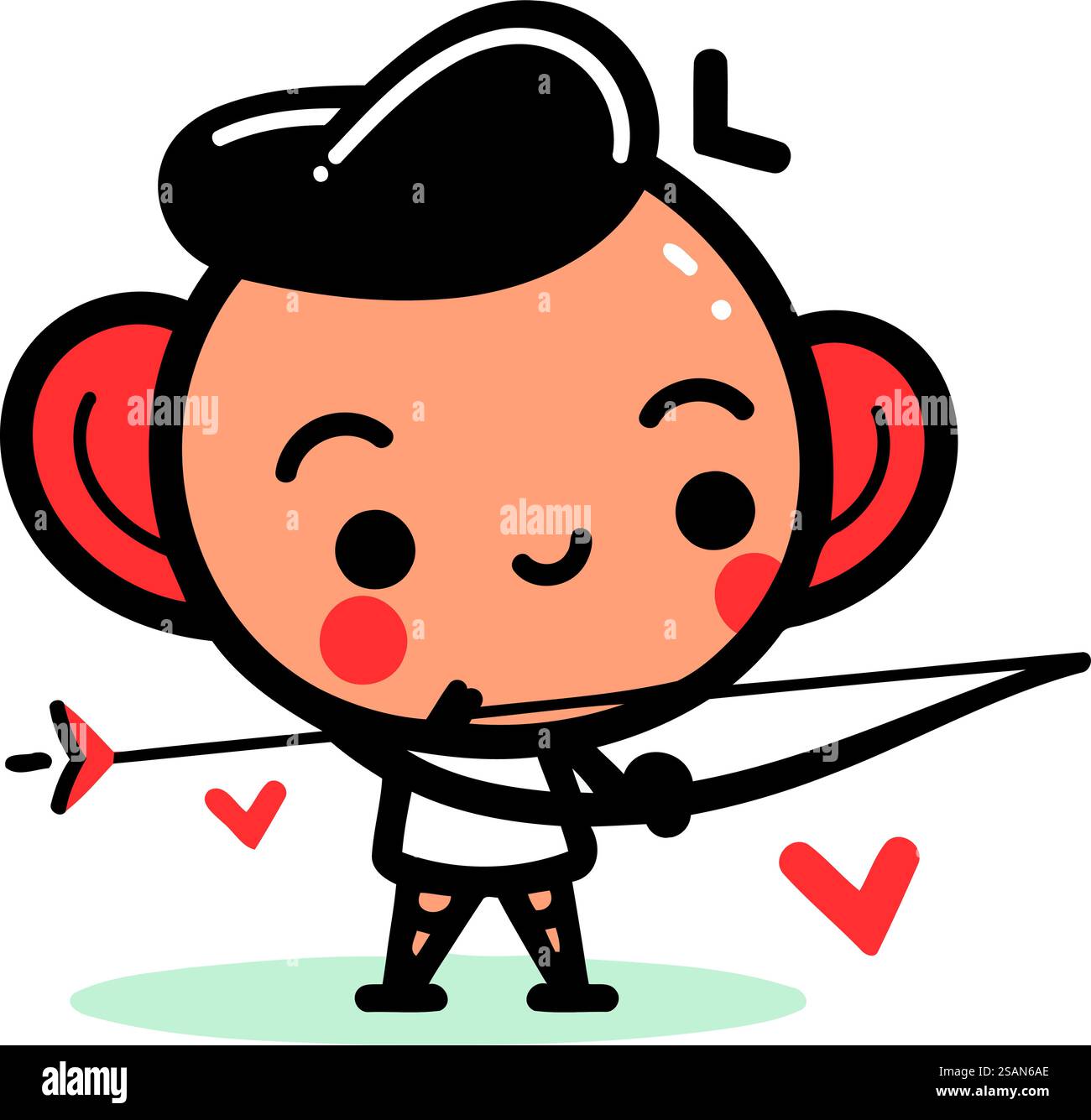 Cute cartoon monkey with bow and arrow. Vector illustration in flat ...