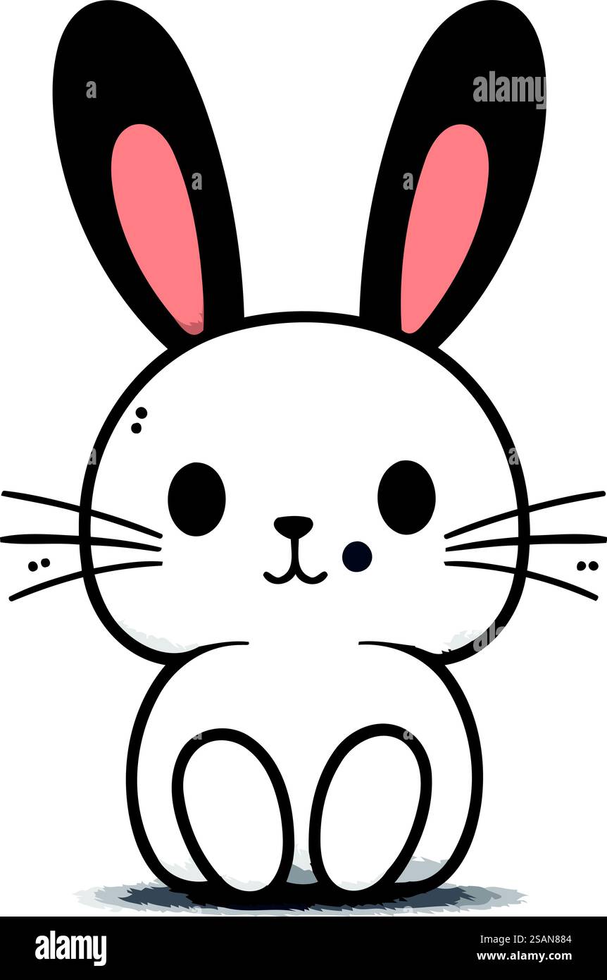 Cute cartoon rabbit. Vector illustration isolated on a white background ...