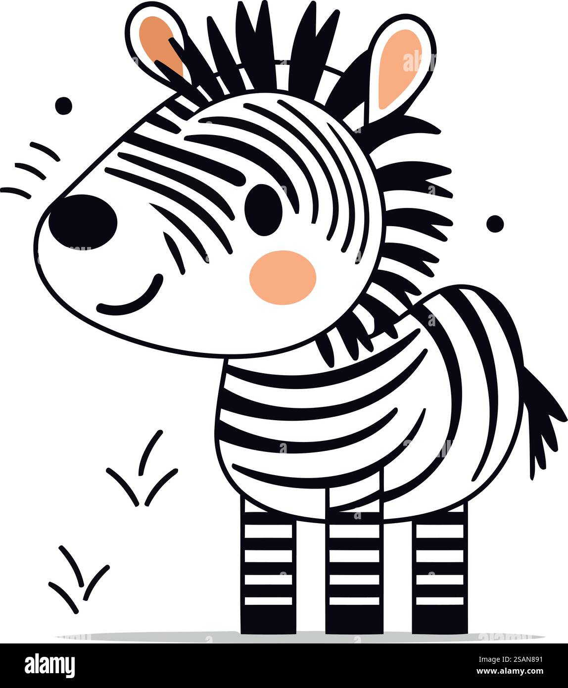 Cute zebra isolated on white background. Vector cartoon illustration ...