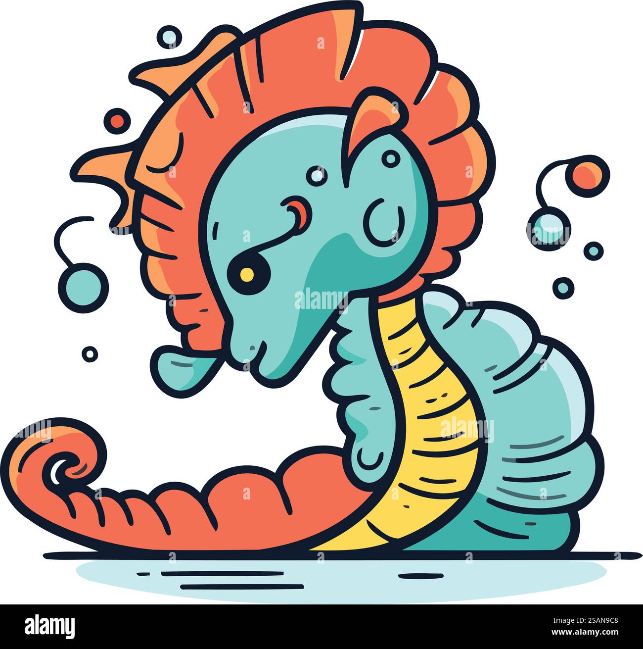 Cartoon seahorse. Vector illustration in doodle style Stock Vector ...
