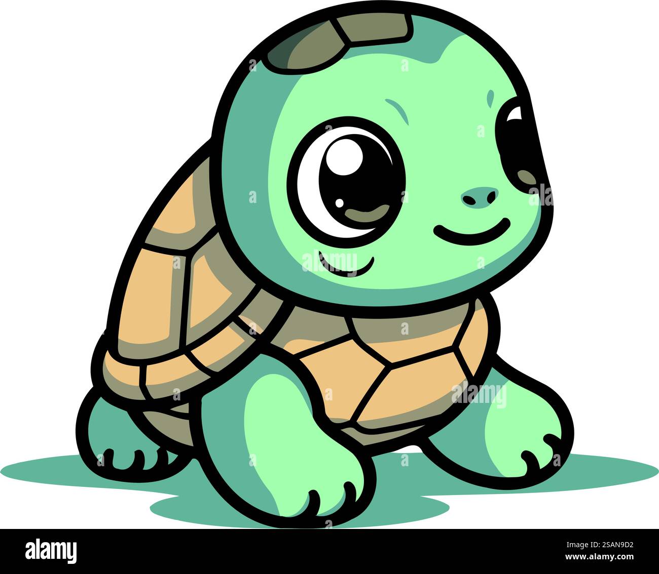 Cute cartoon turtle isolated on a white background. Vector illustration ...