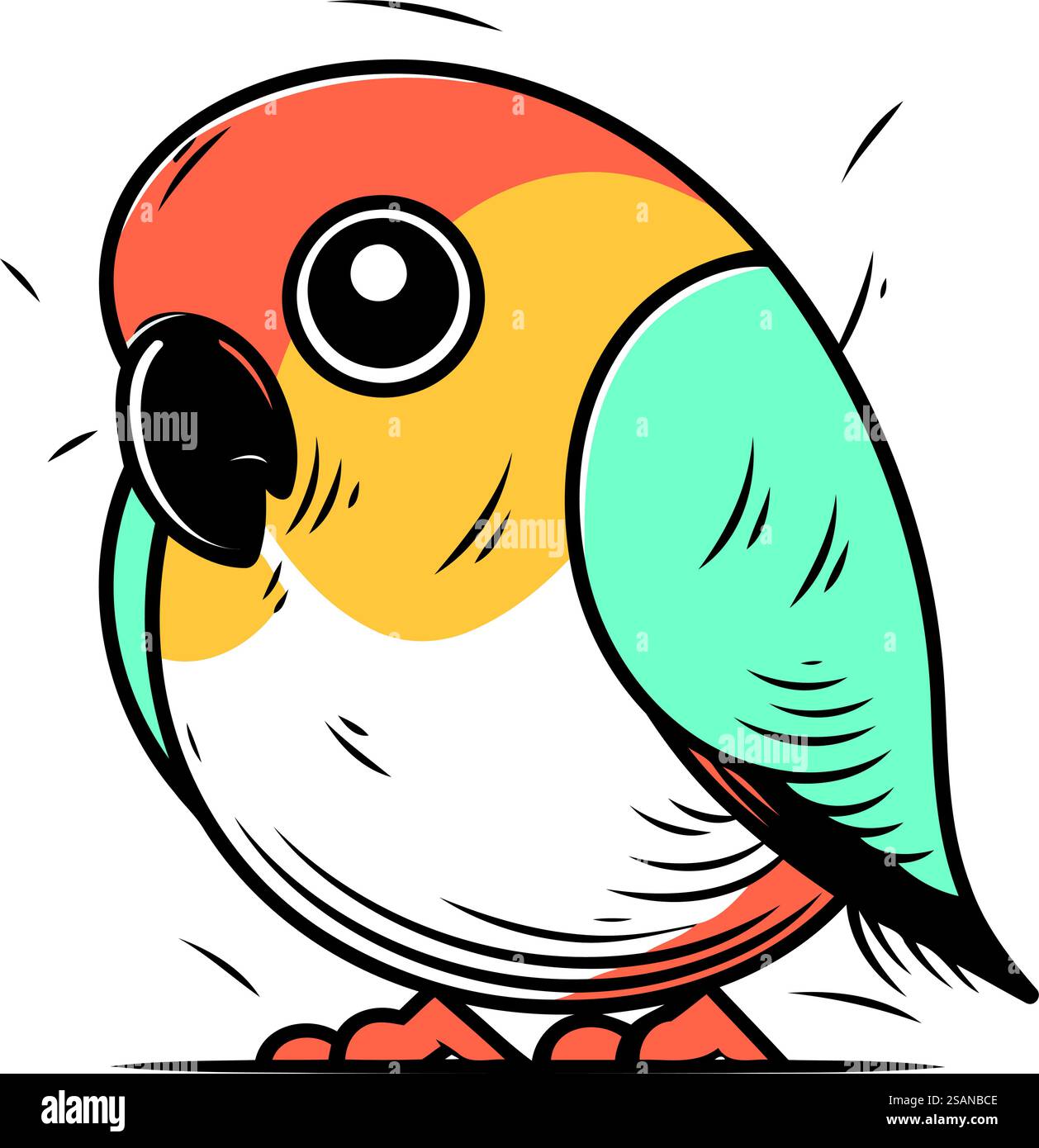 Cute parrot. Hand drawn vector illustration in cartoon style Stock ...