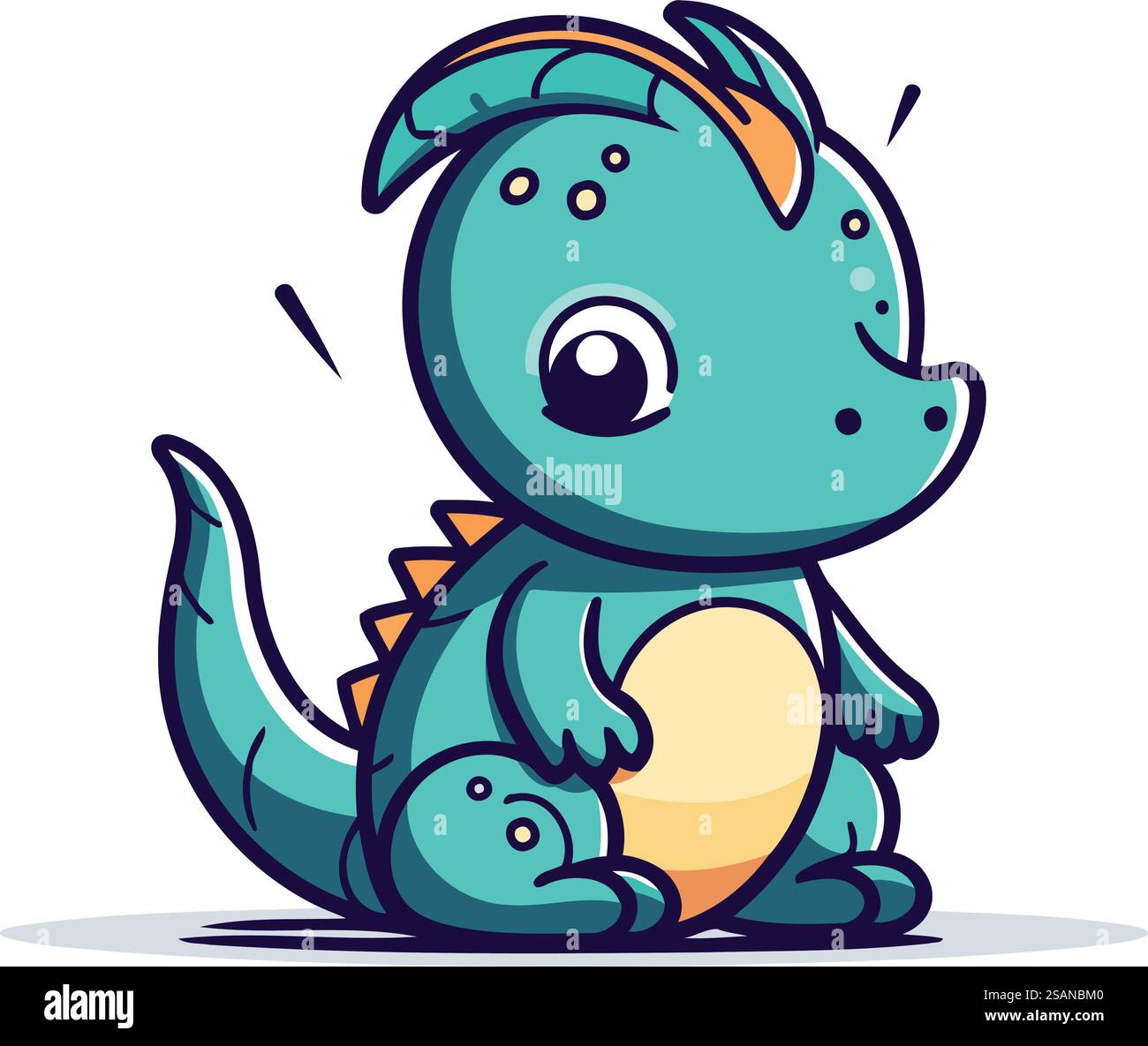 Cute cartoon dinosaur. Vector illustration. Isolated on white ...